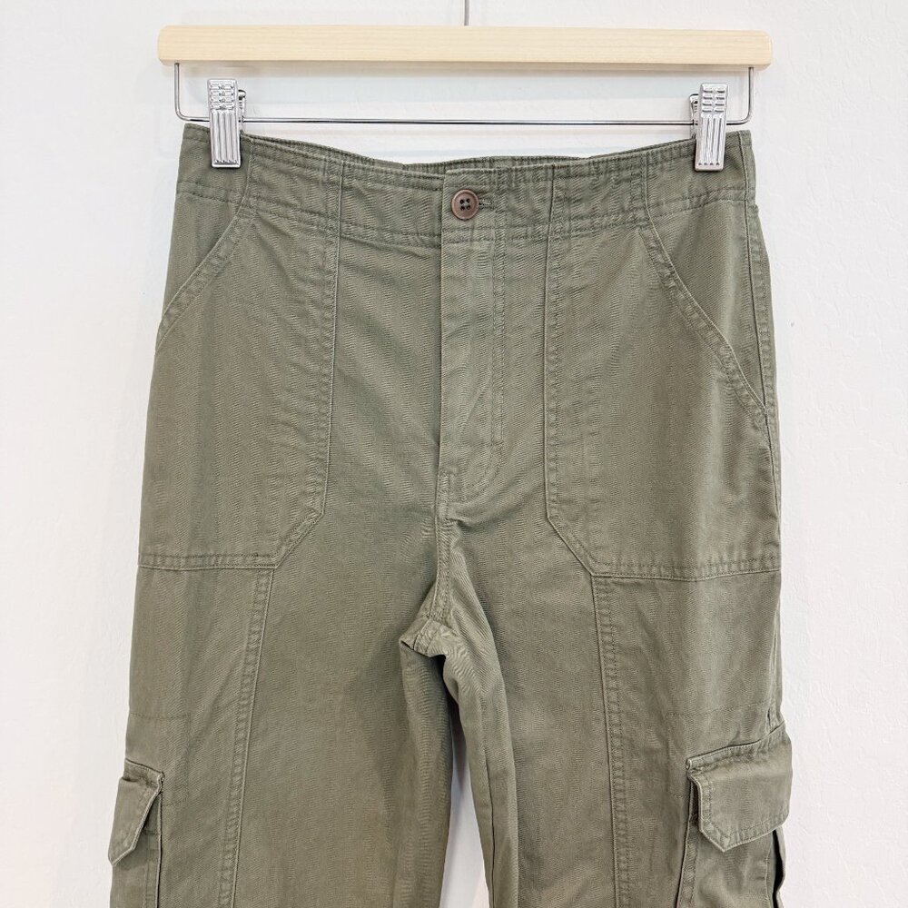 Abercrombie Relaxed Cargo‎ Pants Wide Leg Baggy Grunge High Rise Olive Green 25 - Picture 5 of 11